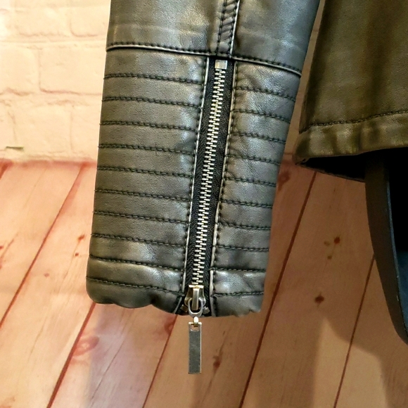 Charcoal Faux Leather Jacket - Picture 5 of 6